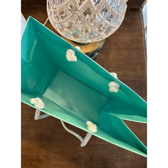 Tiffany & Co gift bag teal white rope handle jewelry crystal .925 Return to - Picture 2 of 8